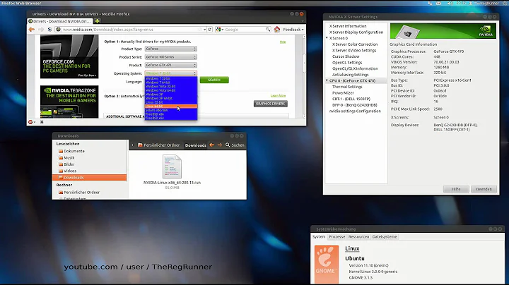 Ubuntu 11.10 : Grafikkarten Treiber manuell installieren [Nvidia Gforce GTX 470 , Twinview]