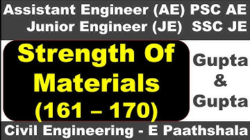 Strength of materials / SOM (161 to 170) - Gupta and gupta | sscje civil engineering | civil mcq que