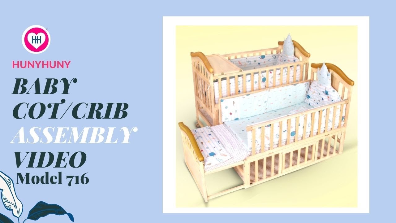 HunyHuny Baby Crib/Cot Assembly Video Model HHCOT WD-OLH