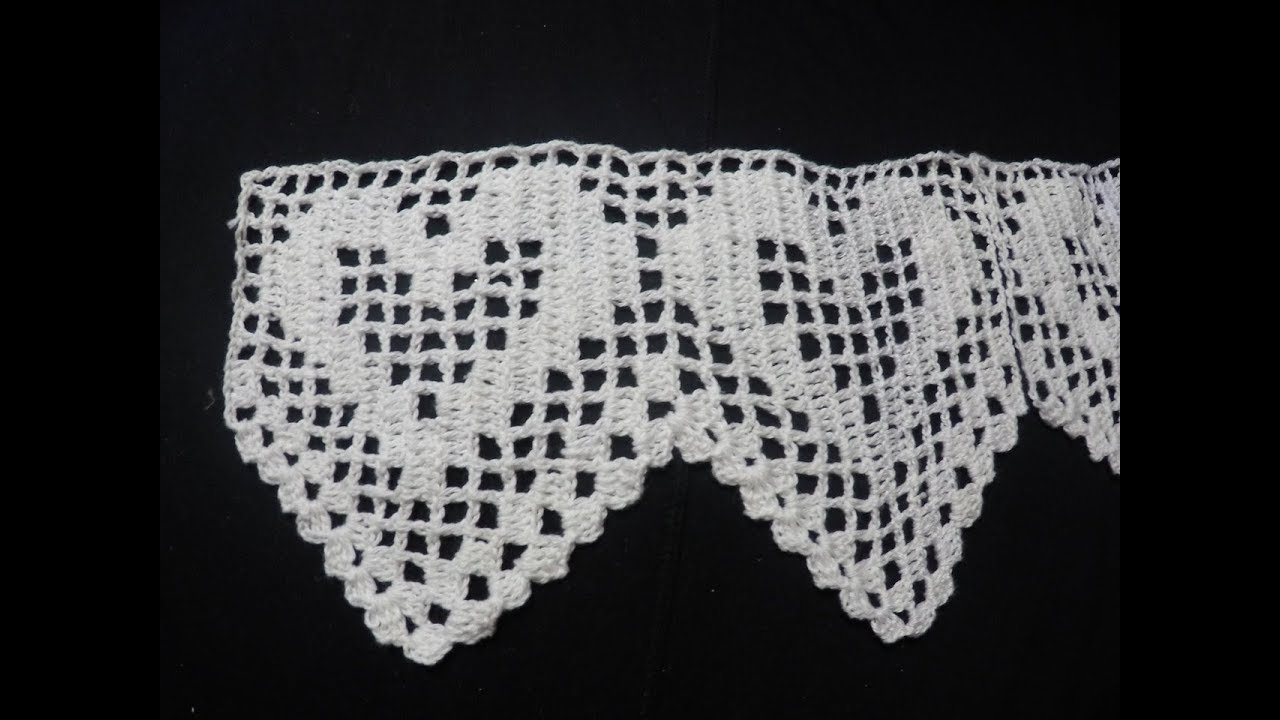 كروشية  فيليه كنار مفرش / ستارة القلوب الجزء2