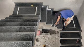 Easy Construction and Install Stairs With Stone Granite Modern || Complete Stairs Family