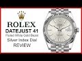 ▶ Rolex Datejust 41, Silver Index, Fluted White Gold Bezel & Steel, Jubilee REVIEW - 126334