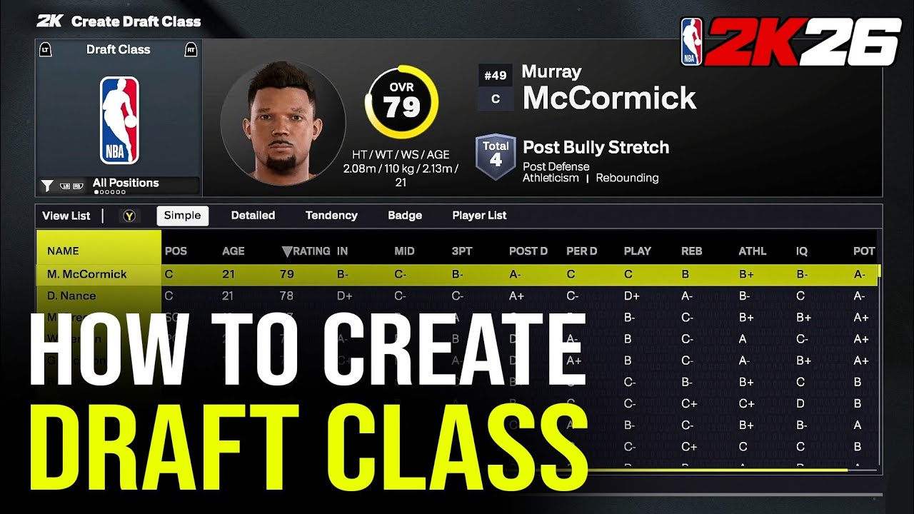 NBA 2K26: How to Create a Draft Class (Step By Step) - YouTube