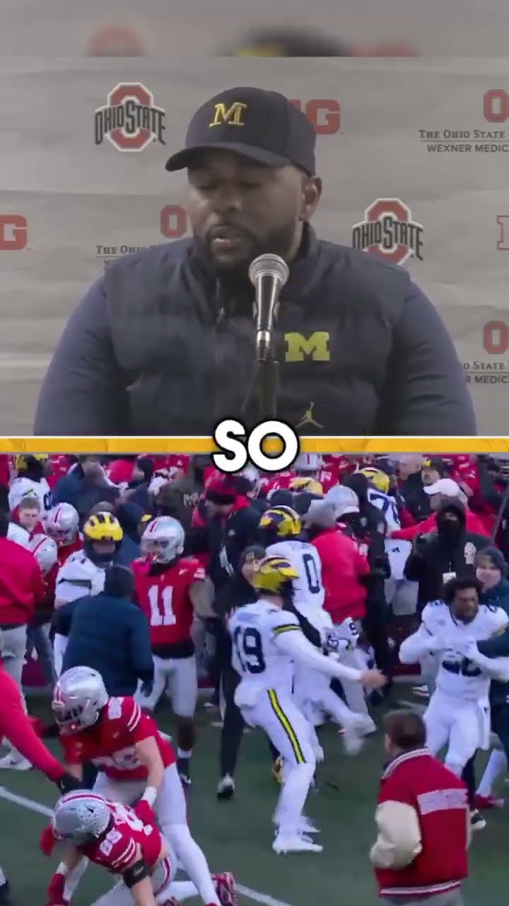Sherrone Moore on postgame scuffle… #Collegefootball #SherroneMoore #Michiganfootball