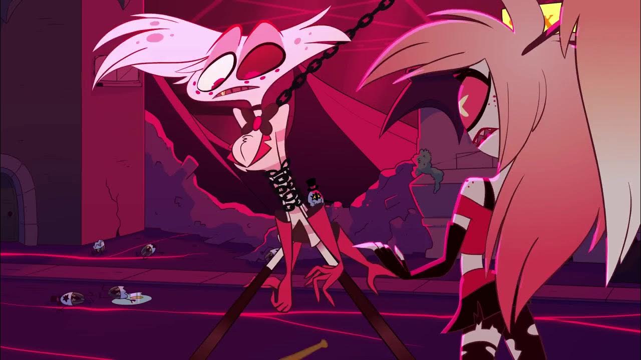 Hazbin hotel gif. Hazbin Hotel Энджел Addict. Отель ХАЗБИН Angel Dust. Addict Hazbin Hotel черри и Энджел.