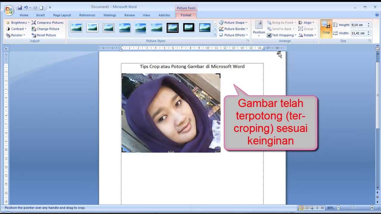 Tutorial word  cara  memotong crop gambar dalam lembar 