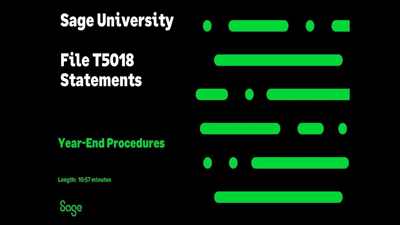 Sage 100 Contractor (Canada) File T5018 Forms YouTube