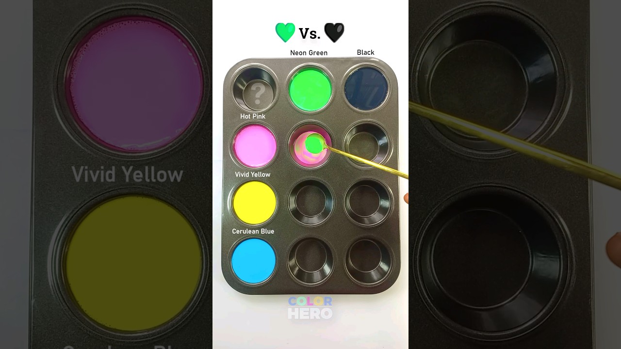 Neon Green Vs. Black Satisfying Color Mixing! #colormixing #paintmixing #mixedcolors #viral