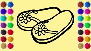Coloring a pair of beautiful women's flip-flops Using Colored Sand | Sand Painting | Coloring Page
