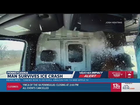Man survives ice crash in Pennsylvania - YouTube