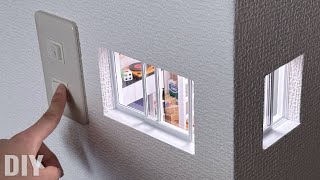 部屋の角にこびと用の家を作ってみた【ミニチュア】How to make a miniature corner room in the wall.