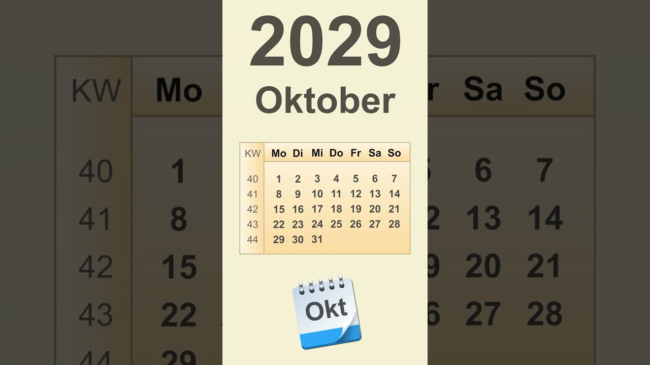 Kalender Oktober 2029