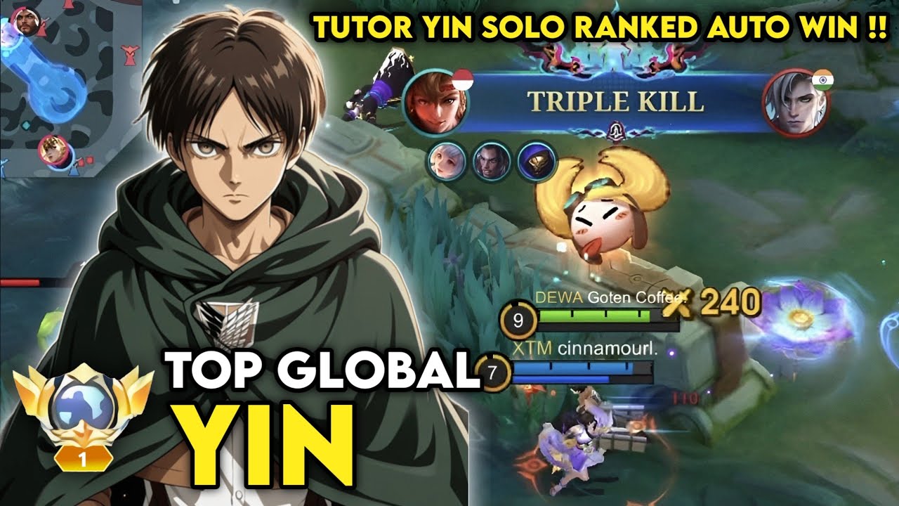 TUTORIAL YIN SOLO RANKED AUTO WIN TERBARU !! | TOP GLOBAL YIN - MLBB