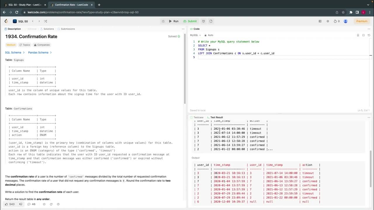 #LeetcodeSQL50 - 14 Confirmation Rate - YouTube