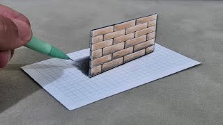 3d drawing  wall on paper for beginners