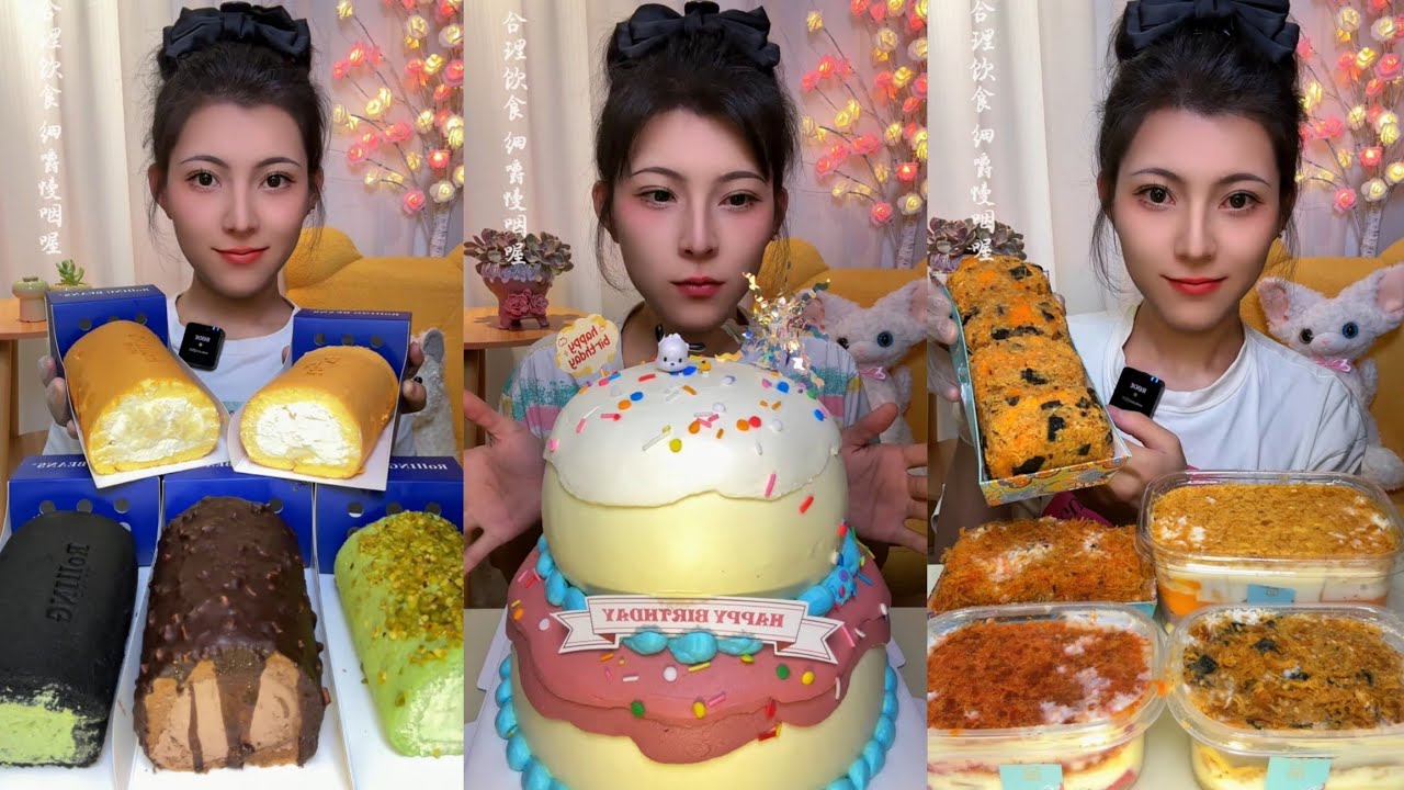 Chocolate Crepe&Chocolate PearlsCAKE 🎂🍰 & DessertASMR/EatingShow Challenge#cream #cake #asmr#mochi