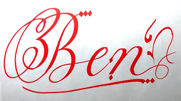 Ben Name Signature Calligraphy Status | How to Cursive write with cut Marker #ben @Ben