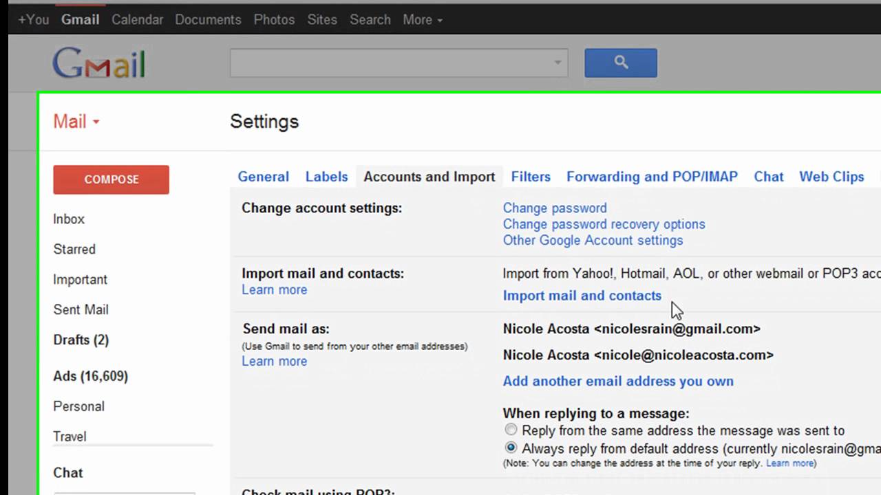 gmail change account settings