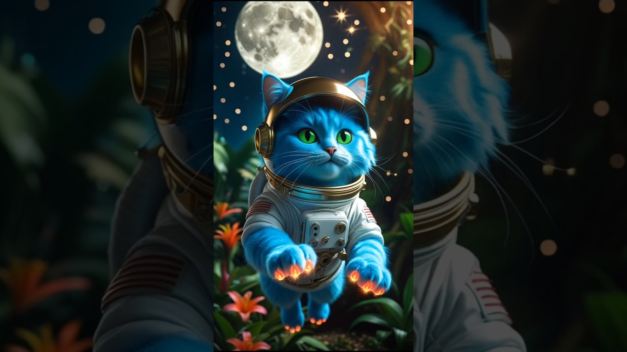Blue cat from the moon #shorts #ytshorts #shortsfeed #entertainment #animation #cat #viral #cartoon