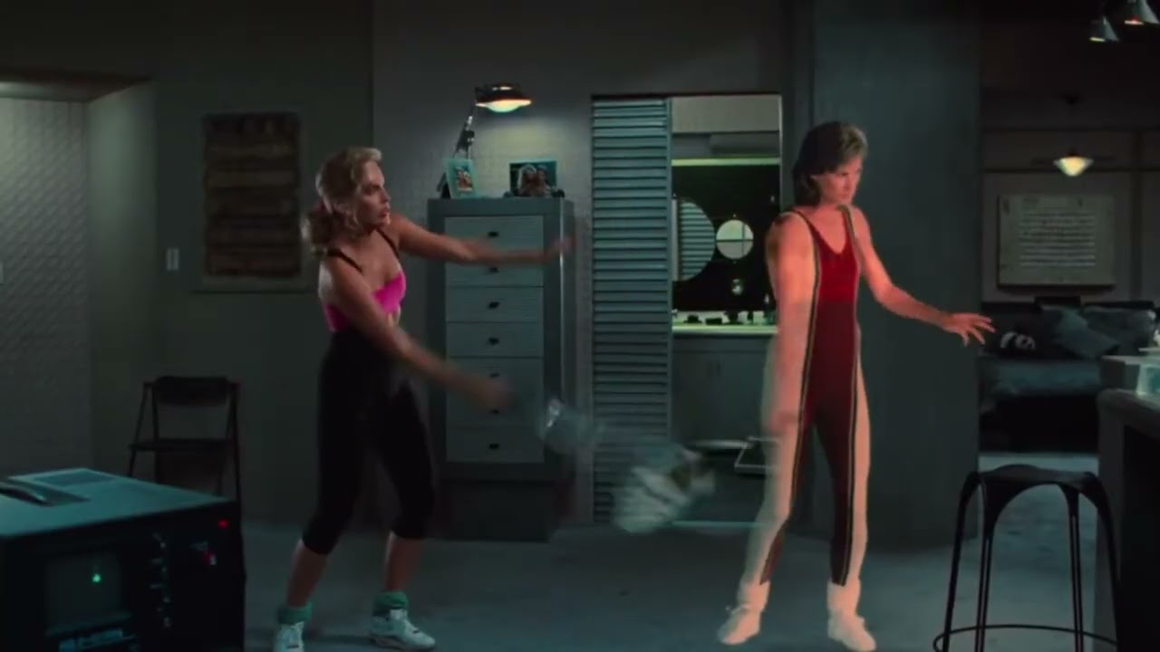AI‑powered home workout - Sharon Stone 10 minutes of virtual tennis workout from Totall Recall movie