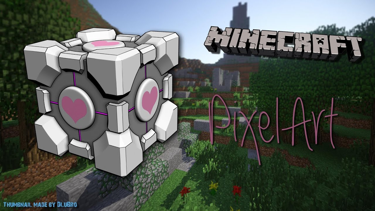 minecraft pixel art of companian cube [ TIMELAPSE SPEED BUILD]