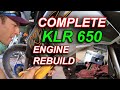 KLR 650 COMPLETE ALL STEPS ENGINE REBUILD TOP END NEW PISTON 2001 CYLINDER BORE TEAR DOWN VALVE JOB