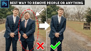 Best Way REMOVE PEOPLE or ANYTHING from Photo in 1 Min Photoshop Hidden