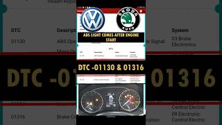 abs light comes after engine start _ dtc 01130 & 01316 in vw & skoda_ #shorts