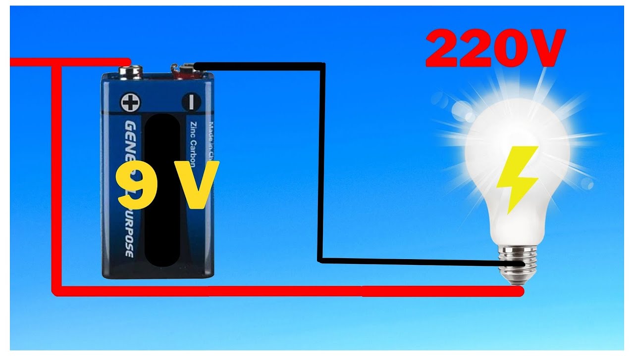 EXPERIMENT How to Make 220V Battery with 9V battery Generating 220 Volts with Nine Volts