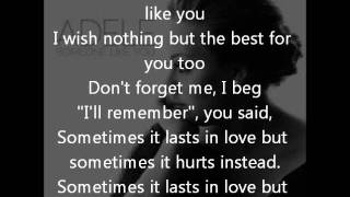 Adele~Someone like you~lyrics