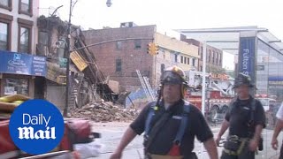 Passersby suffer minor injuries in New York building collapse - Daily Mail