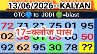 13/06/26 शनिवार स्पेशल कल्याण मटका Kalyan matka trick AtoZ Kalyan matka trick