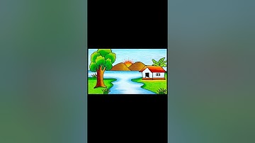 Beautiful nature 🌳🏠 #shorts #drawing #village #scenery #art