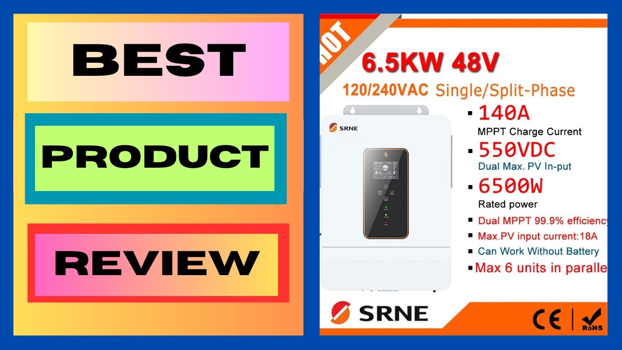 SRNE 6500W Split Phase Parallel Fuction Solar Inverter Pure Sine Wave 48V PV Panel Input 550VDC