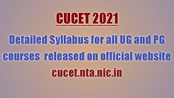 cucet 2021 detailed syllabus for UG and PG courses released on cucet.nta.nic.in