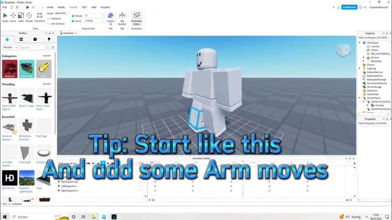 How To Make Your Own Walk Animation Script On Roblox Studio Youtube