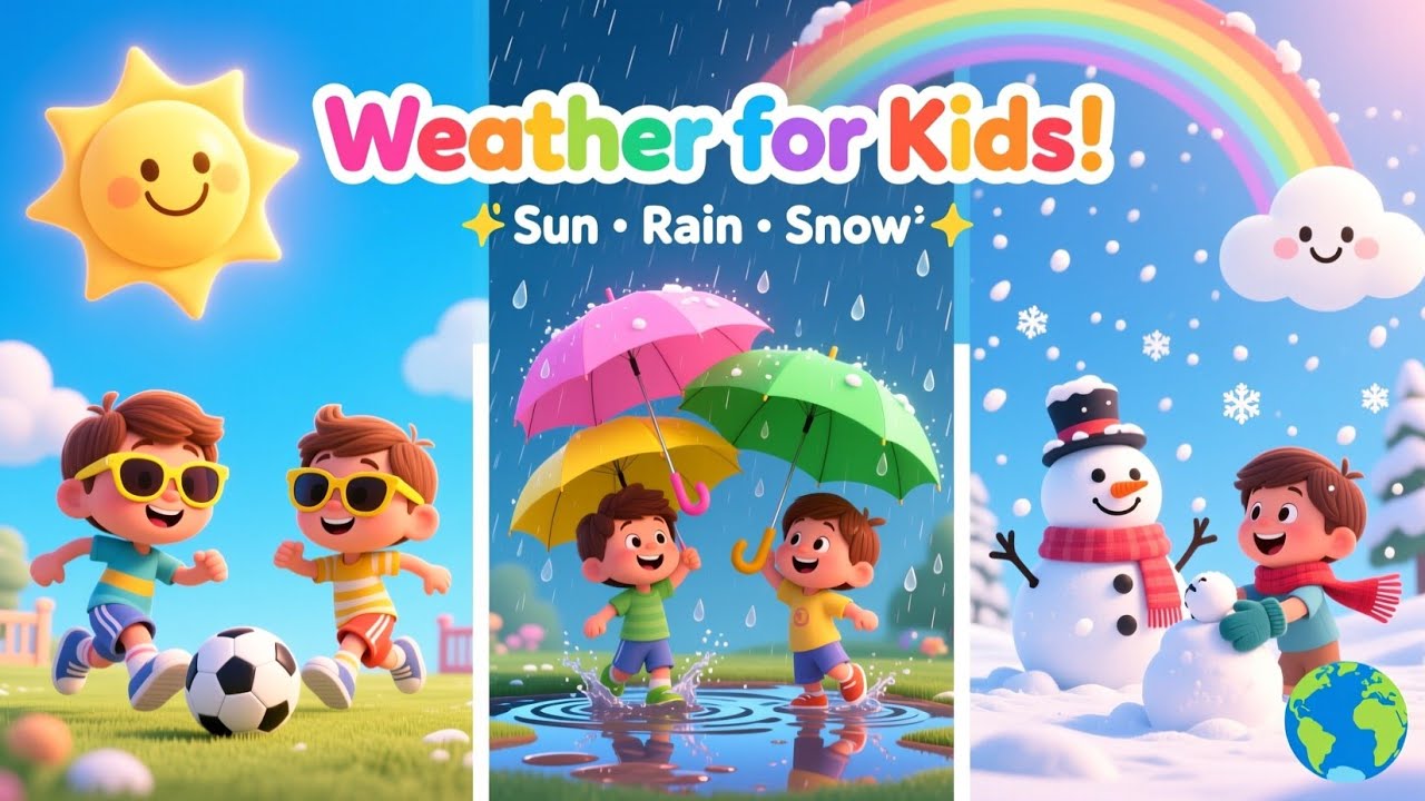 “Weather for Kids: Learn Sun, Rain & Snow 🌞🌧️ ️ | Fun Animated Weather ...