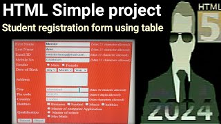 HTML simple project || student registration form using table