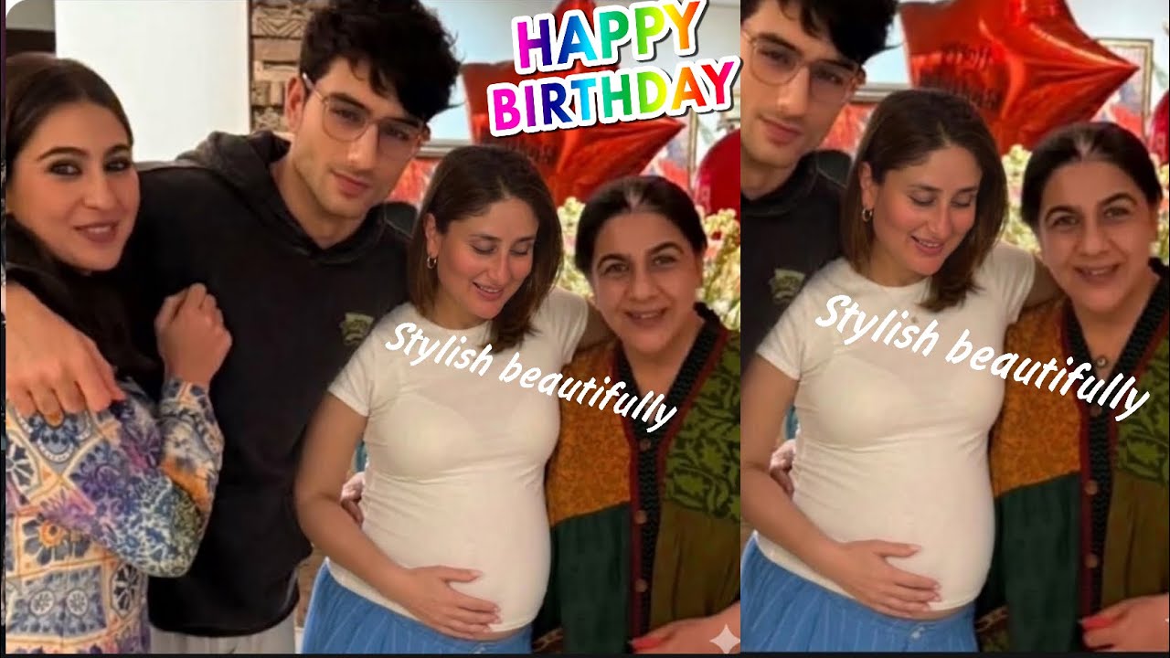 Pregnant Kareena Kapoor amrita singh sara ali at Ibrahim ali khan 25th birthday party!l cutting cake