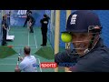 Andrew Strauss hits Nasser Hussain in the head with a tennis ball