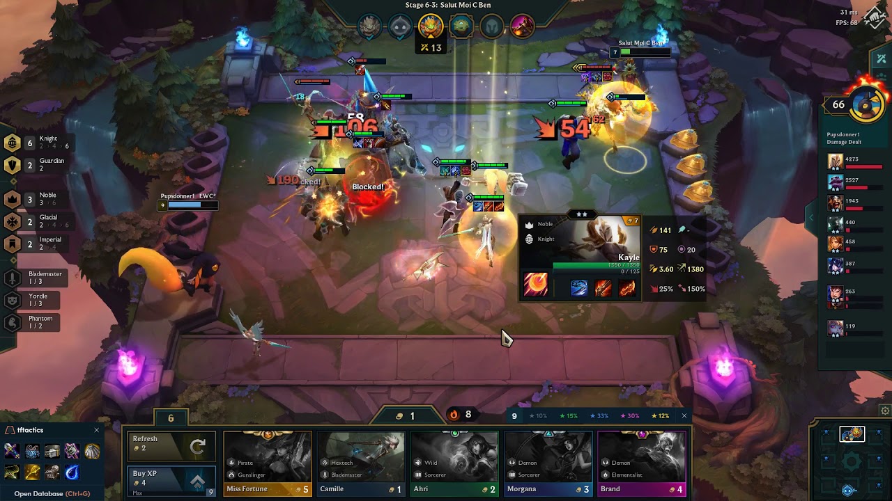 9.19 TFT meta late game (knight guardian draven) vs full noble