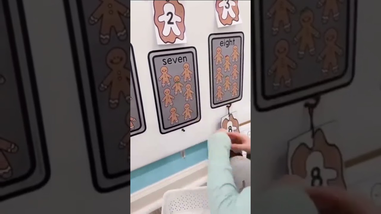 Counting gingerbread cookies 🍪 is sweet math fun! This interactive bulletin board has students