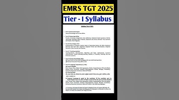 EMRS TGT 2025 Tier- 1 Syllabus for All subjects