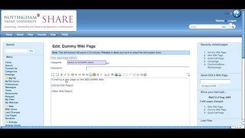Creating new pages on the NTU SHARE Wiki