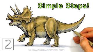 Easy Way to Draw a Triceratops Using Simple Shapes