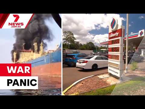 The rush to fill up for cheap as war breaks out in the Middle East | 7NEWS