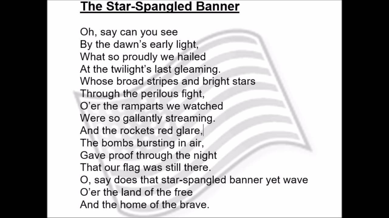 Star Spangled Banner Lyrics Printable Printable World Holiday Star Spangled Banner Lyrics Printable Printable World Holiday