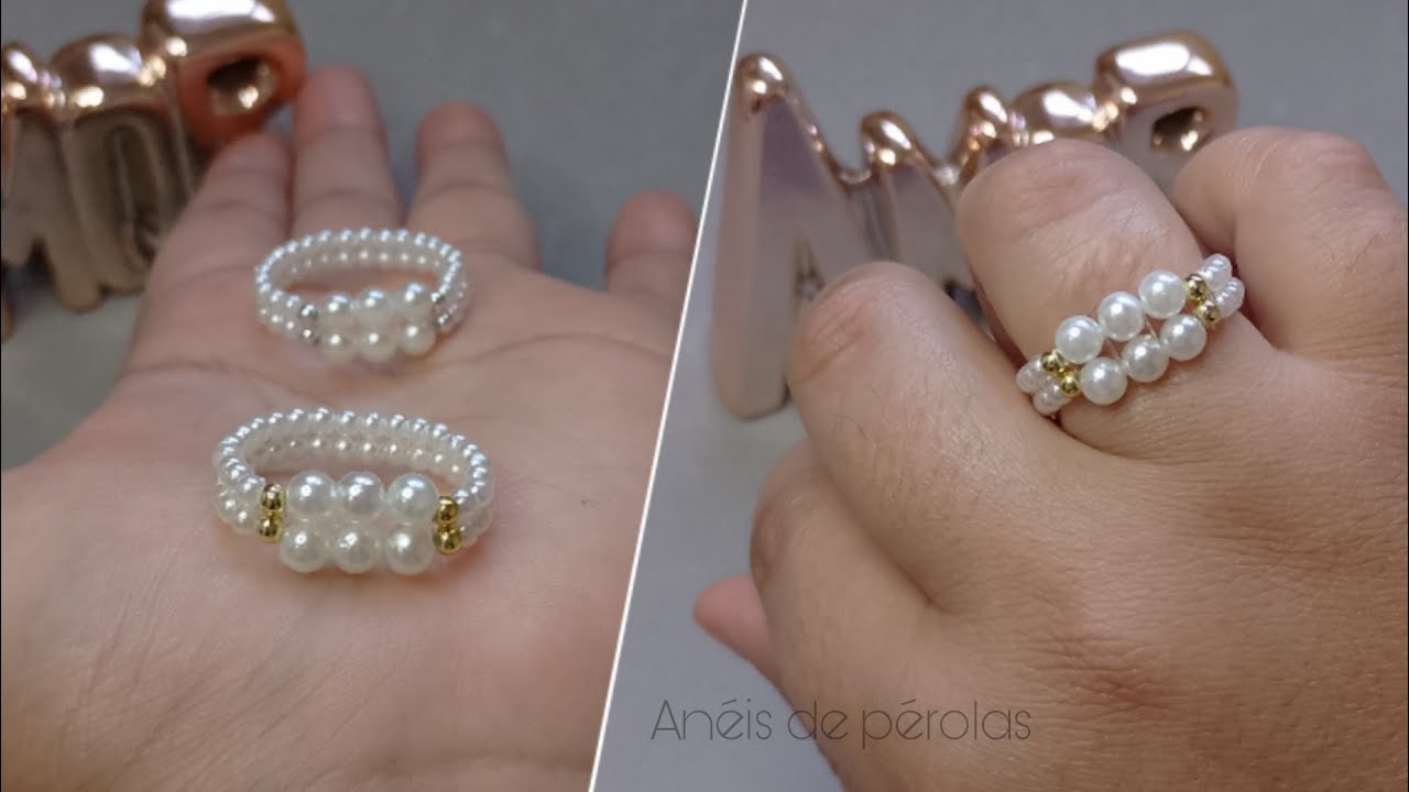 Anéis de pérolas fáceis de fazer.