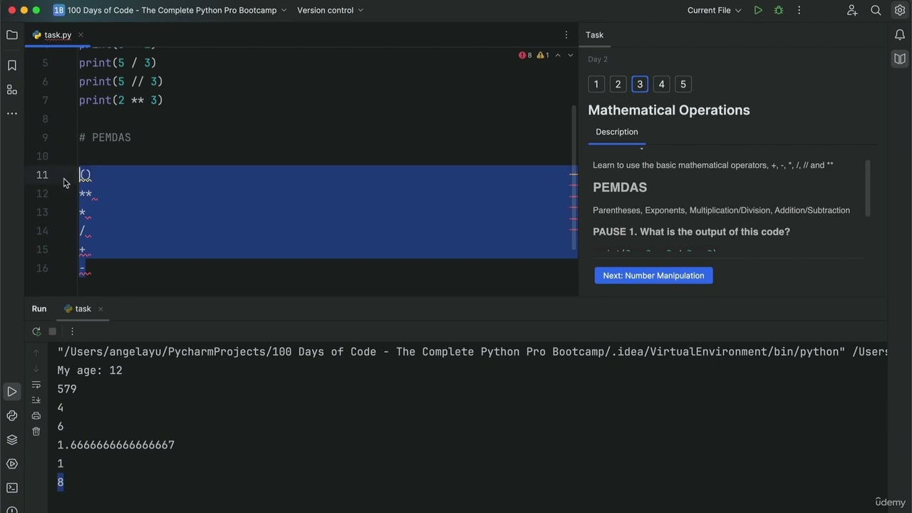 Mathematical Operations in Python                                       
