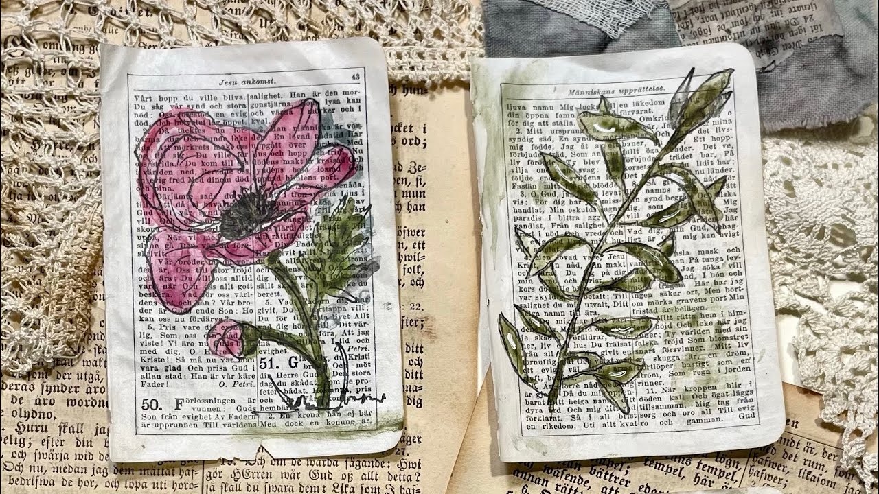 Mini paintings in an old humnbook from 1819.